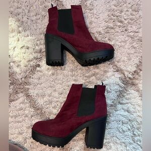 h&m Burgundy Heeled Boots
